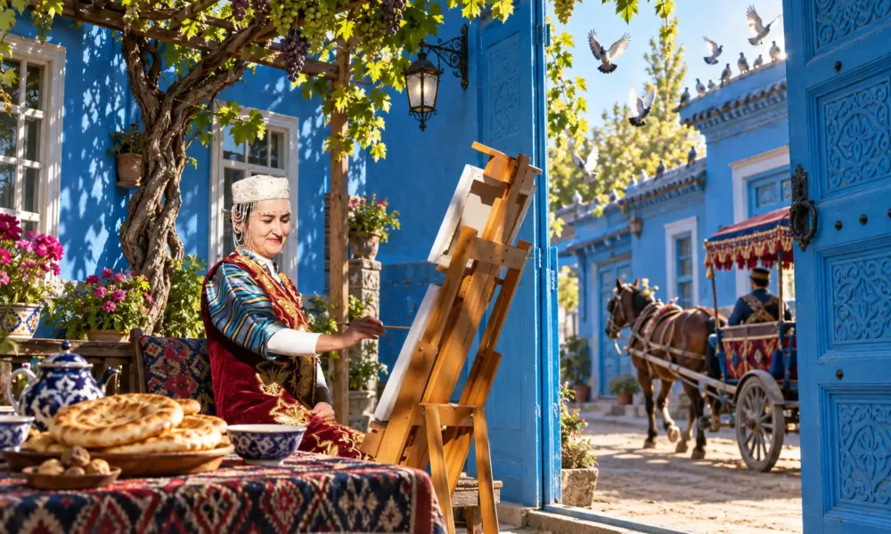 Kazanqi Yining blue courtyard home visits tourism