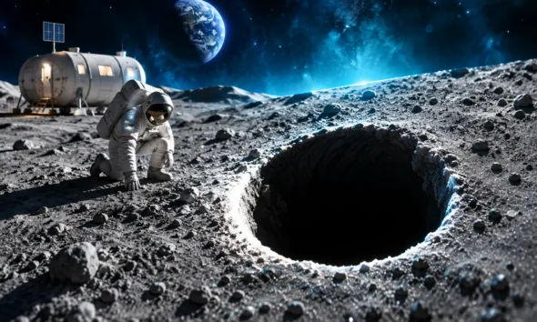 NASA PRISM moon base ice and cave